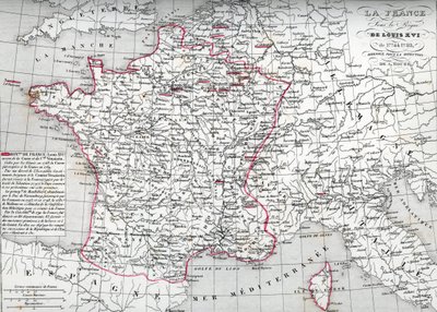 Mapa de Francia bajo el reinado de Luis XVI de 1774 a 1793 (Mapa de Francia en tiempos del rey Luis XVI) Lámina del "Atlas Universel" de Houze de Unbekannter Künstler