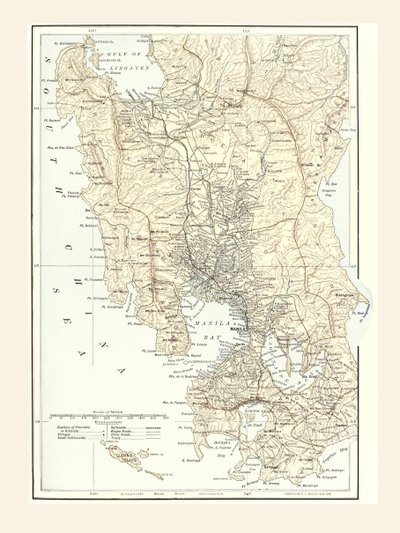 Mapa de Manila, Filipinas y el asiento de la guerra durante la Guerra Hispanoamericana de 1898 de Unbekannt