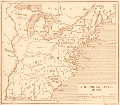 Mapa de Estados Unidos después de la independencia de Unbekannter Künstler