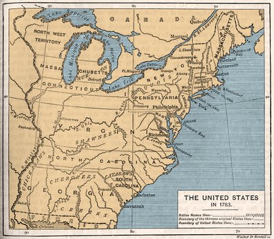 Mapa de Estados Unidos después de la independencia de Unbekannter Künstler