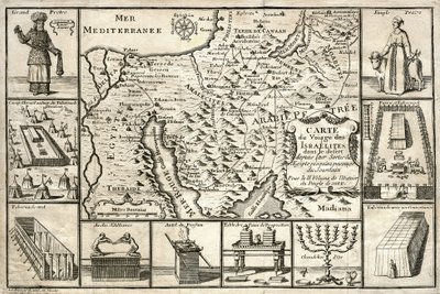 Mapa del viaje de los israelitas desde su salida de Egipto de Unbekannter Künstler