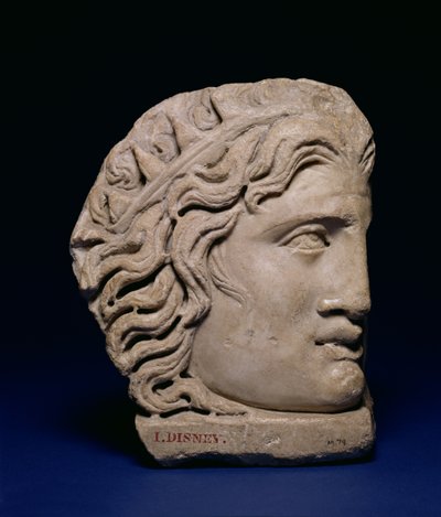 Máscara de Helios, máscara de esquina de la tapa de un sarcófago, romana, siglo IV de Unbekannt