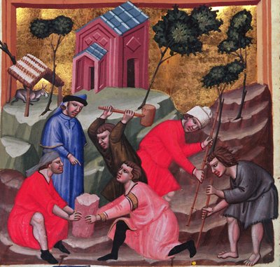 Albañiles y canteros, c. 1300 (miniatura) de Unbekannter Künstler