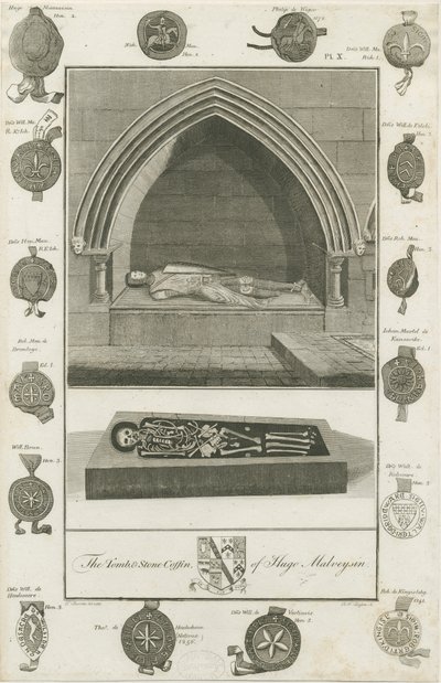 Mavesyn Ridware - Tumba de Hugo Mavesyn: grabado, 1785 de Unbekannt