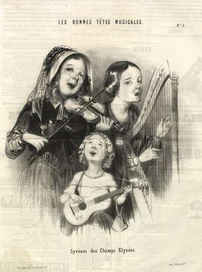 Sirenas de los Campos Elíseos (Charivari), París 1846 (grabado) de Unbekannter Künstler