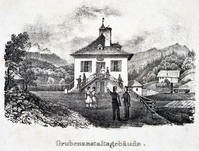 Mina de sal: el edificio de la empresa minera en Durrnberg, Austria de Unbekannt
