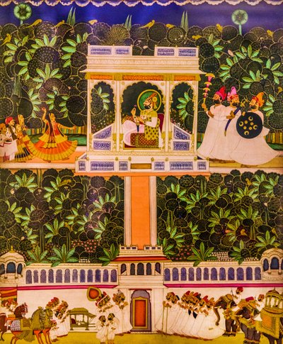 Pintura en miniatura, Fuerte Meherangarh, Jodpur, Jodpur, Rajastán, India, Asia (foto) de Unbekannter Künstler