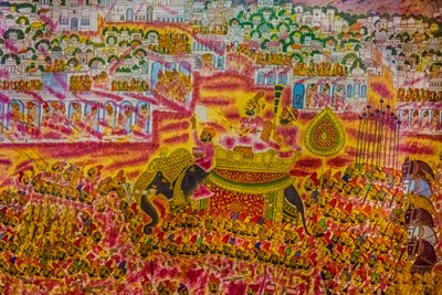 Pintura en miniatura del fuerte de Jodpur, festival de Holi, Mandawa, Rajastán, India, Asia (foto) de Unbekannter Künstler