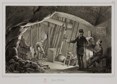 Minería, Minerales metálicos Estación de llenado en una mina, c. 1851 de Unbekannt
