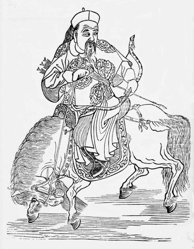 Arquero mongol a caballo (grabado) de Unbekannt