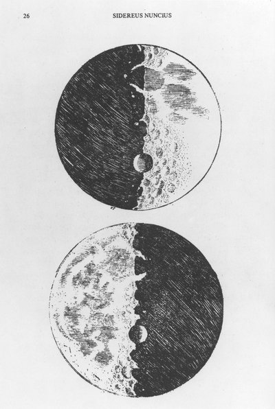 Dibujo de la Luna por Galileo, c. 1610 de Unbekannt