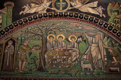 Mosaico del Antiguo Testamento "Sacrificio de Isaac". Basílica de San Vitale. Siglo VI, Rávena, Italia. UNESCO de Unbekannt