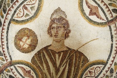 Mosaico: una de las nueve musas. Polimnia: canto religioso y retórico (detalle). Siglo III d.C./Museo de El Jem (Antigua Thysdrus)/Túnez de Unbekannt