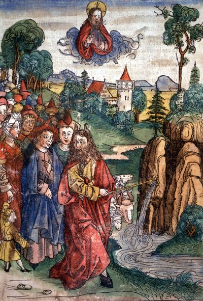 Moisés sacando agua de la roca de Unbekannter Künstler
