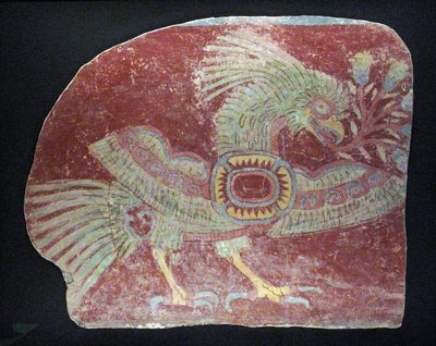 Fragmento mural de un quetzal alegórico, período Clásico Temprano, 200-600 d.C. de Unbekannt