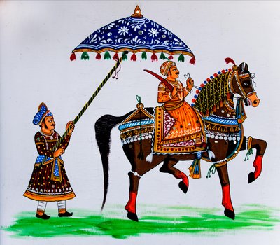 Pintura mural en el casco antiguo, Udaipur, Udaipur, Rajastán, India, Asia (foto) de Unbekannter Künstler