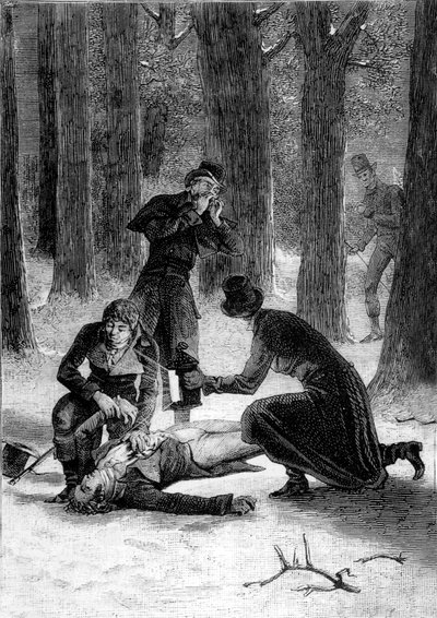 Asesinato de Philippe Lebon (1769-1804) inventor en 1804, en la carretera de Le Havre, grabado de Unbekannt