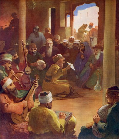 Músicos en un café de Oriente Medio - 1913 de Unbekannter Künstler