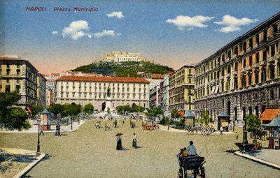 Nápoles Piazza Municipio, principios del siglo XX (postal) de Unbekannter Künstler