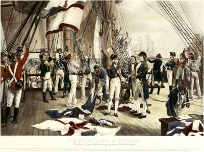Guerras napoleónicas: la última señal del almirante Horatio Nelson (1758-1805) en la batalla de Trafalgar de Unbekannter Künstler