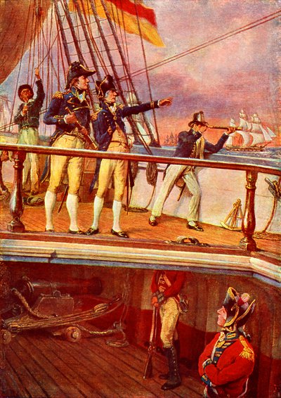 La persecución de Nelson a la flota francesa de Unbekannter Künstler