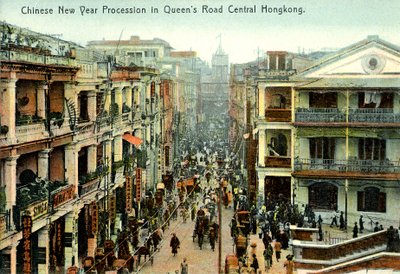 Procesión de Año Nuevo Hong Kong, principios del siglo XX (postal) de Unbekannter Künstler