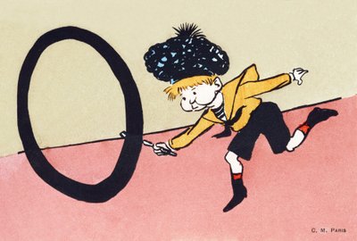 O como aro en forma de O - Alfabeto infantil. C. M. editor, París. Tarjetas postales pintadas a mano, franqueadas en 1904. Dimensiones: 14 x 9 cm de Unbekannt