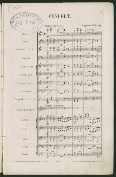 Concierto para violín nº 1 de Paganini, op 6 de Unbekannter Künstler