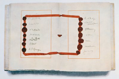 Página del Tratado de Versalles con los signatarios, 28 de junio de 1919 de Unbekannt