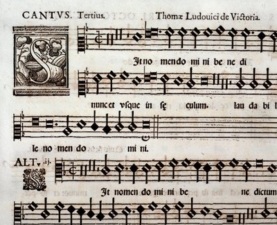 Página de la partitura del salmo In nomen domini de Tomás Luis de Victoria de Unbekannter Künstler