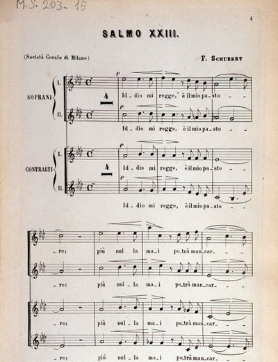 Página de la partitura del Salmo 23, op 132, D 706 de Franz Schubert de Unbekannter Künstler