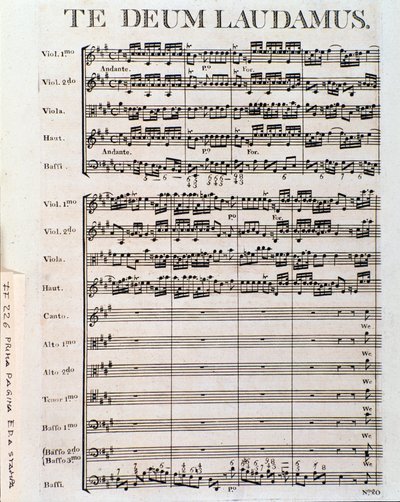 Página de la partitura del Te deum de G F Handel de Unbekannter Künstler