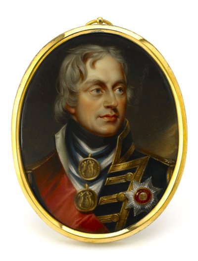 Miniatura pintada que representa al vicealmirante Horatio Nelson (1758-1805). Montado en un colgante de cobre y esmalte, principios del siglo XIX, retrato de Henry Pierce Bone (1779-1855). de Unbekannter Künstler