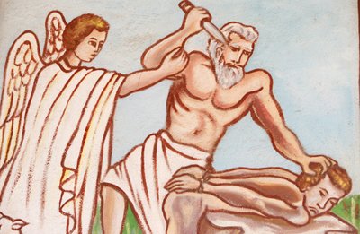 Pintura en la iglesia de Nuestra Señora de Togo: El sacrificio de Abraham, Togoville, Togo de Unbekannt