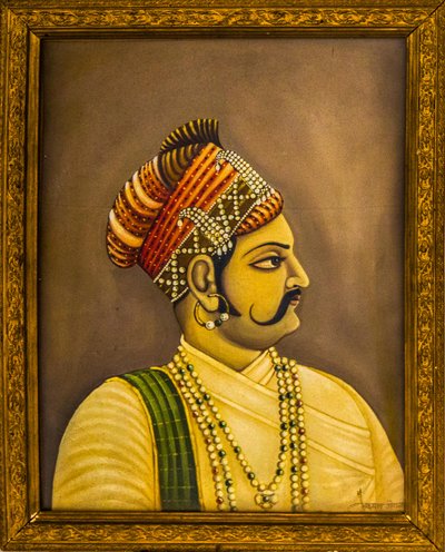 Pinturas de maharajás en el Palacio de la Ciudad, Jaisalmer, una exótica ciudad en el desierto del Thar, Jaisalmer, Rajastán, India, Asia (foto) de Unbekannter Künstler