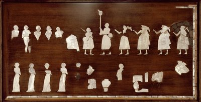 Panel conocido como el "Estandarte de Mari", Período Dinástico Temprano, c.2500 a.C. (concha, caliza y betún) de Unbekannt