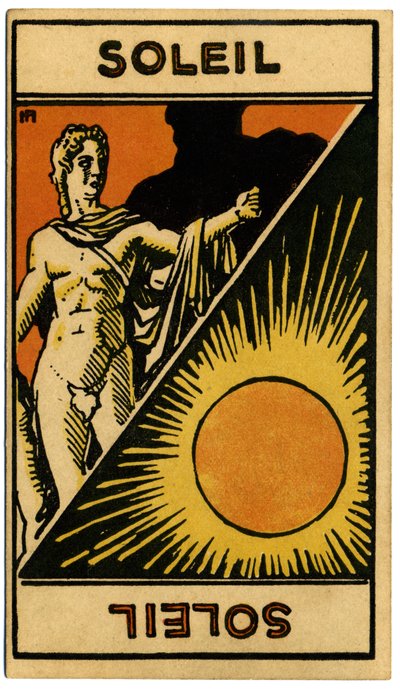 Paranormal. Astrología. El Sol (estrella). Carta astrológica de: Le Tarot Astrologique (Tarot Astrológico), de Georges Muchery, Francia. de Unbekannter Künstler
