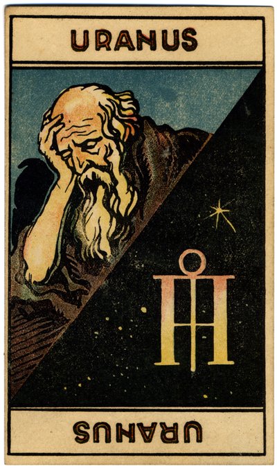 Paranormal. Astrología. Urano (planeta). Carta astrológica de: Le Tarot Astrologique (Tarot Astrológico), de Georges Muchery, Francia. de Unbekannter Künstler