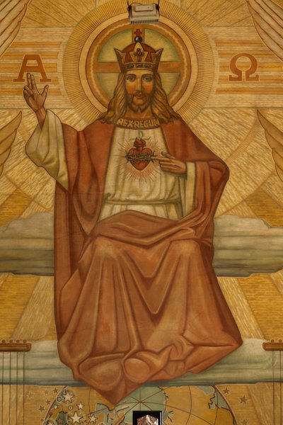 Iglesia parroquial (Heilig-Hartkerk). Interior. Modernismo. El coro. Mosaico. Cristo de Unbekannt