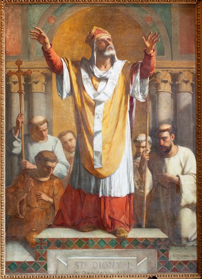 Iglesia parroquial (Parochiale kerk Sint-Dionysius van Lede). Interior. Nave sur. El altar. Pintura. San Dionisio. Firmado y fechado en 1854 por ThEodore-Joseph Canneel. de Unbekannter Künstler