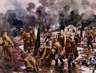Passchendaele": soldados en el barro cerca de Ypres (Bélgica) durante la Primera Guerra Mundial de Unbekannter Künstler