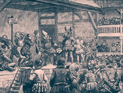 Representación de "Sueño de una noche de verano" de Shakespeare (grabado) de Unbekannter Künstler