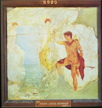 Perseo liberando a Andrómeda, de la Casa de los Cinco Esqueletos, Pompeya, 4º estilo decorativo, c.30 d.C. de Unbekannt