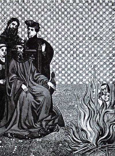 Felipe II de Francia condenando a los discípulos del teólogo francés Amaury de Unbekannt