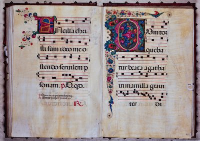 Biblioteca Piccolomini: libro de coro, cod.12.N, ff. 92v-93r con "Inicial foliada", de Venturino Mercati. de Unbekannter Künstler