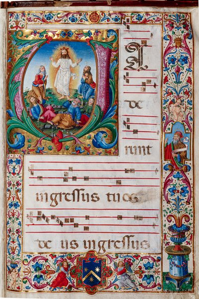 Biblioteca Piccolomini: libro de coro, cod. 29.13, ff. 30r con la "Transfiguración", del iluminador florentino. de Unbekannter Künstler