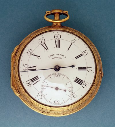 Reloj de bolsillo, con caja de plata dorada y esfera de esmalte blanco, inglés, por John Arnold de Unbekannt
