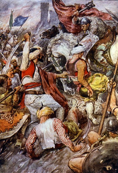 Batalla de Poitiers en 732 de Unbekannter Künstler