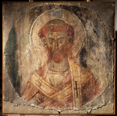 El Papa Anacleto (o Cletus) (fresco, siglo V) de Unbekannter Künstler