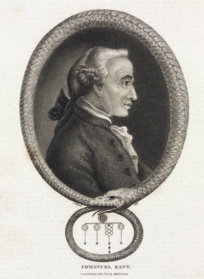 Retrato del filósofo Emmanuel Kant (1724-1804), en un marco formado por una serpiente que se muerde la cola de Unbekannt